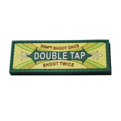 Double Tap Morale Pvc Patch Custom Made Rubber Sew su 80mm di larghezza