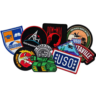 Patch di ricamo con ferro di confine incastro Patch di logo ricamato personalizzato