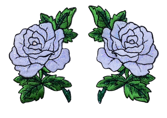 Protezione bianca di Rose Flower Embroidered Patches Velcro per l'abbigliamento