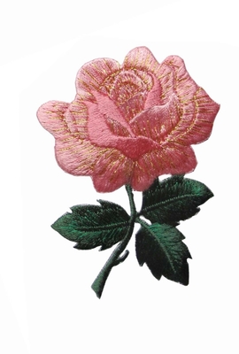 4&quot; colore su ordinazione del confine di Rose Embroidery Iron On Patch Merrowed di rosa