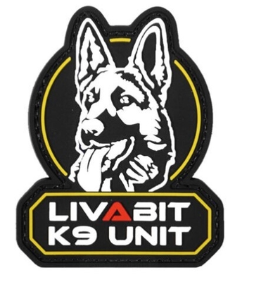 Gancio della toppa del PVC di morale dell'icona del cane dell'unità di LIVABIT K9 e toppe tattiche del ciclo