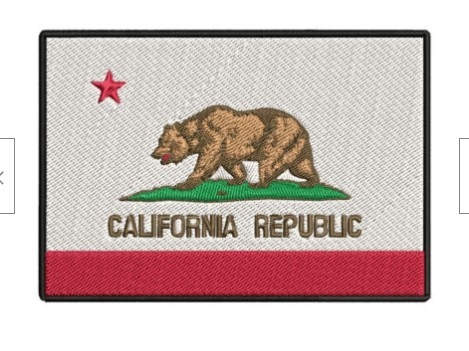 La bandiera della Repubblica della California ha ricamato il ferro sul confine di Merrow del tessuto della saia della toppa