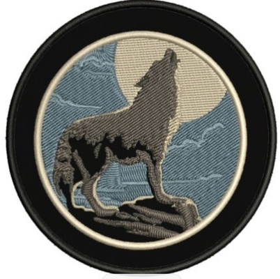 Confine del taglio di calore del fondo della saia di applique di Wolf Howling Moon Embroidered Patch