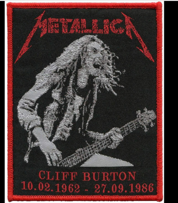 Poliestere 3C di Cliff Burton Iron On Woven Patch della banda di Metallica per abbigliamento