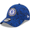 Cappuccio a logo ricamato di colore blu con bordo pre-curvo Chelsea Football Club 9FORTY Cappuccio da baseball marmorizzato