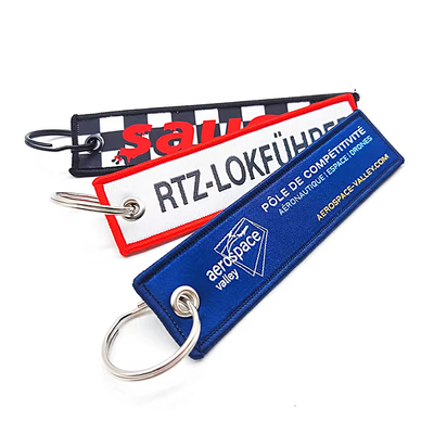Portachiavi in tessuto di poliestere personalizzati con anello grande per regali personalizzati