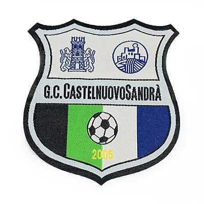 Badge OEM tessuti ferro su cucito su logo patch di abbigliamento con forme e disegni personalizzati