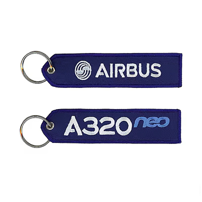 Al dettaglio Olecranon Hook Barato Fabrica di volo personalizzata ricamo Jet tag Portachiavi tessuti con il tuo logo