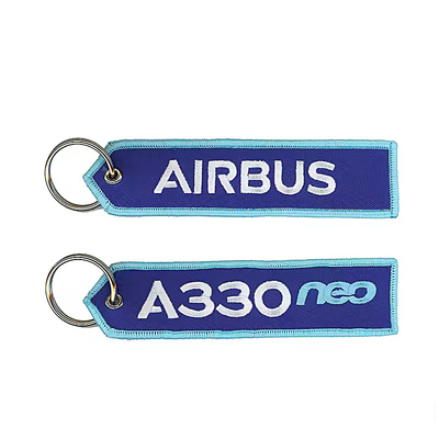 Al dettaglio Olecranon Hook Barato Fabrica di volo personalizzata ricamo Jet tag Portachiavi tessuti con il tuo logo