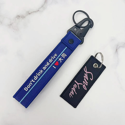 Indirizzo di fabbrica regalo promozionale personalizzato logo ricamo portachiavi