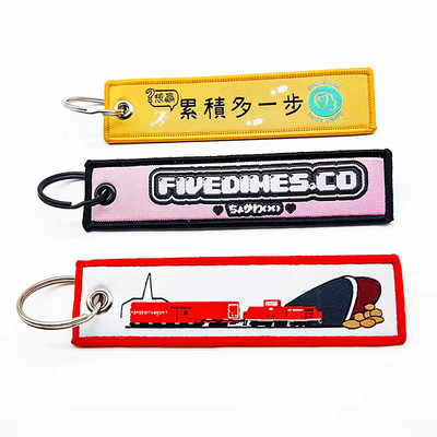Tessuto Custom Blank Motorcycle Ricamo Portachiavi Ricamati Anime Key Jet Tag per Auto e Moto