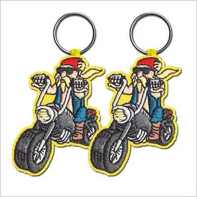 Logo leggero Custom Jet Tags Tessuto Stampato Chiavi ricamate Anello Ricamo Portachiavi