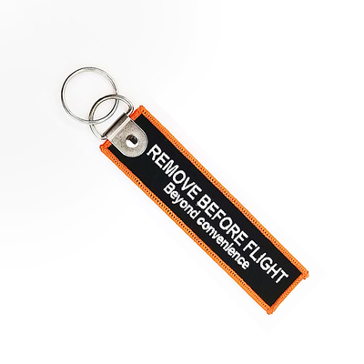 Logo personalizzato Jet Tags Tessuto Stampato Ring chiavi ricamati Ricamo Portachiavi