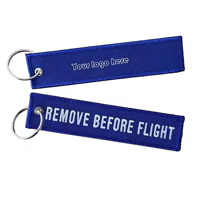 Logo personalizzato Jet Tags Tessuto Ricamo Stampato Portachiavi Leggera Ricamo