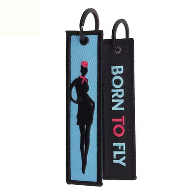 Portachiavi personalizzati ricamati con logo personalizzato promozionale moda tessuto chiavi tag chiavi