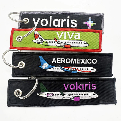 Logo personalizzabile chiavetta ricamata tag chiavetta a strisce di nylon togliere prima del volo
