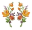 Ferro del ricamo del confine di Merrowed sulla toppa 2Pcs Rose Flower arancio di applique