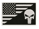 Ferro del CRANIO della BANDIERA di U.S.A. sulla toppa militare ricamata della bandiera dell'esercito bianco del nero della toppa
