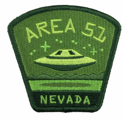 Il confine blu di Merrow ricamato cuce sulla toppa straniera di viaggio del UFO del Nevada di area di toppa 51