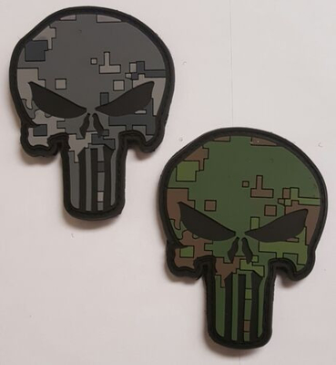 Verde di gomma posteriore/Gray Digital Camo Pattern del cranio del Punisher della toppa del PVC del gancio