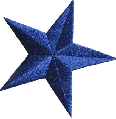 3&quot; stella ricamata blu rattoppa il ferro sul fondo della saia della toppa di applique