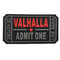 Il PVC molle di gomma su ordinazione di Logo Patch Valhalla Entrance Ticket di colore di Pantone rattoppa