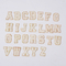 Un ferro dei 26 alfabeti sulle toppe della lettera della ciniglia imperla l'appoggio del ricamo autoadesivo